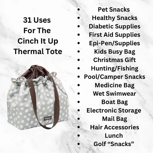 NEW thirty-one Cinch It Up Thermal Tote in Lotsa Dot - Style 3785 - Picture 5 of 7